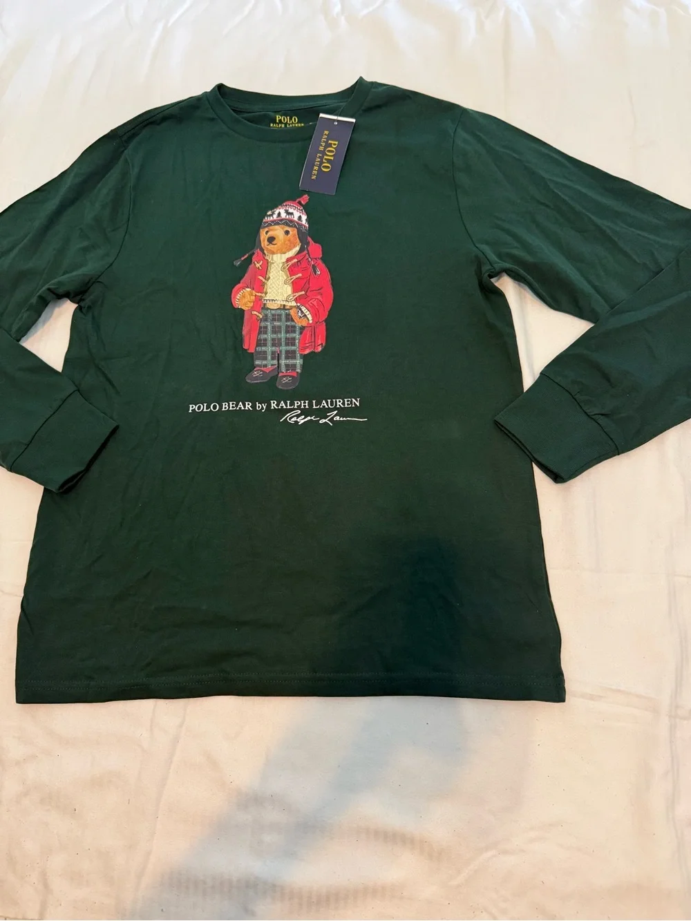New boys Sz L 14-16 Ralph Lauren Polo Bear Long Sleeve Shirt